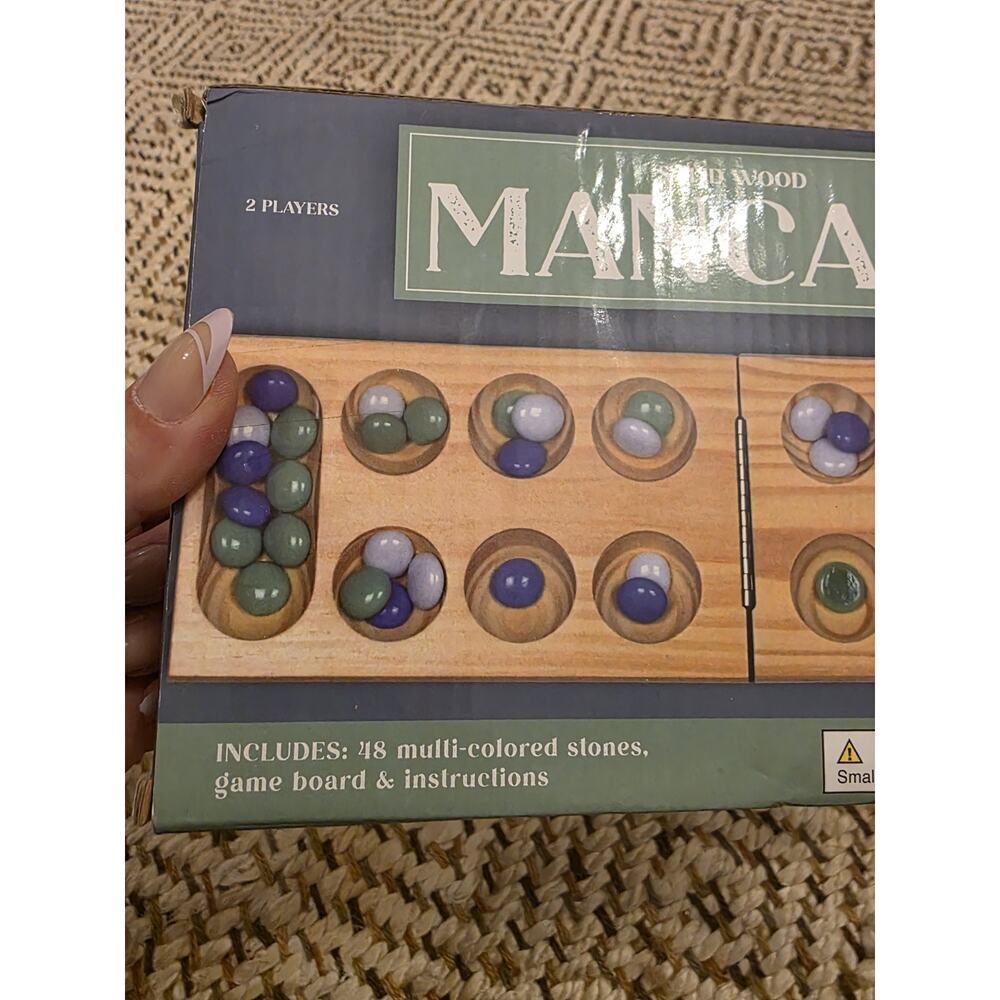 Solid Wood Mancala Board Game 2005 Target 30 Stones - Picture 8 of 16